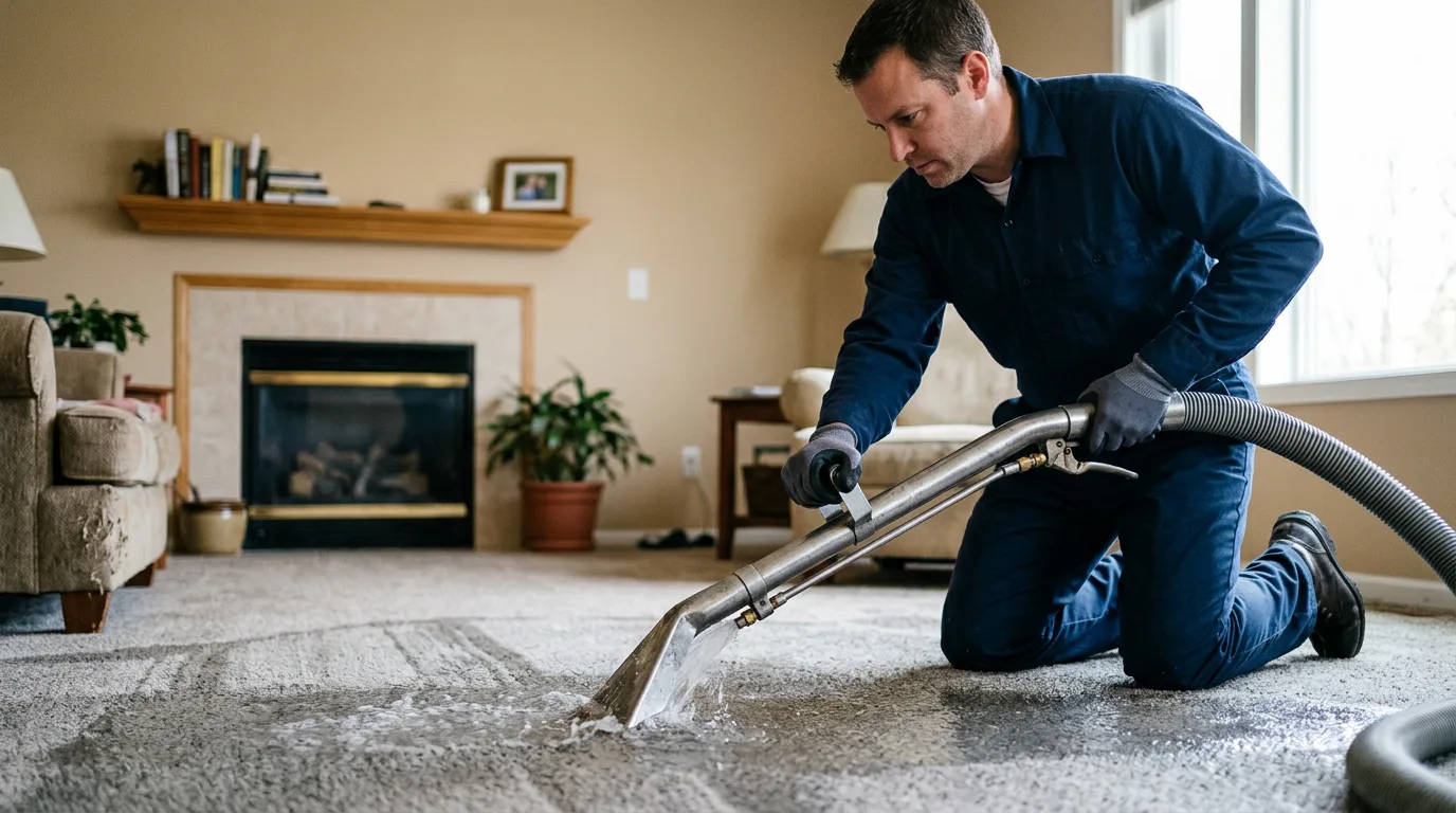 Water damage restoration technician working near Belle Haven, VA